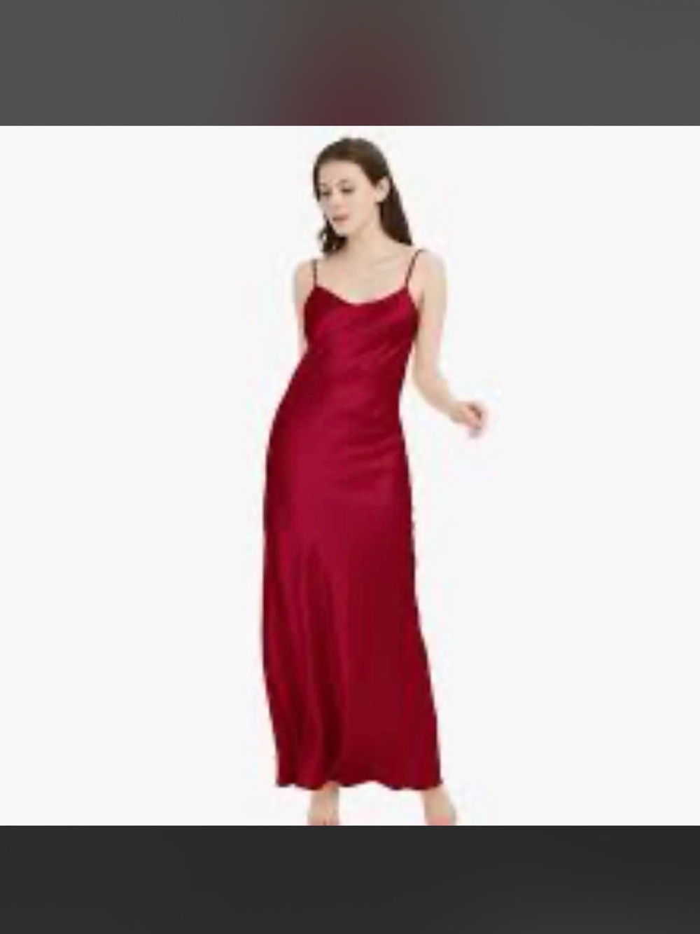 Red Satin Maxi Slip Dress with Spaghetti Straps